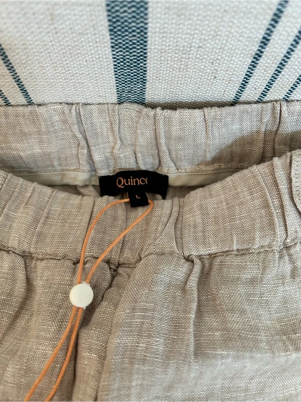 Quince 100% Linen Pants 🌾 NWT Sz L Flax Tan 26” Inseam